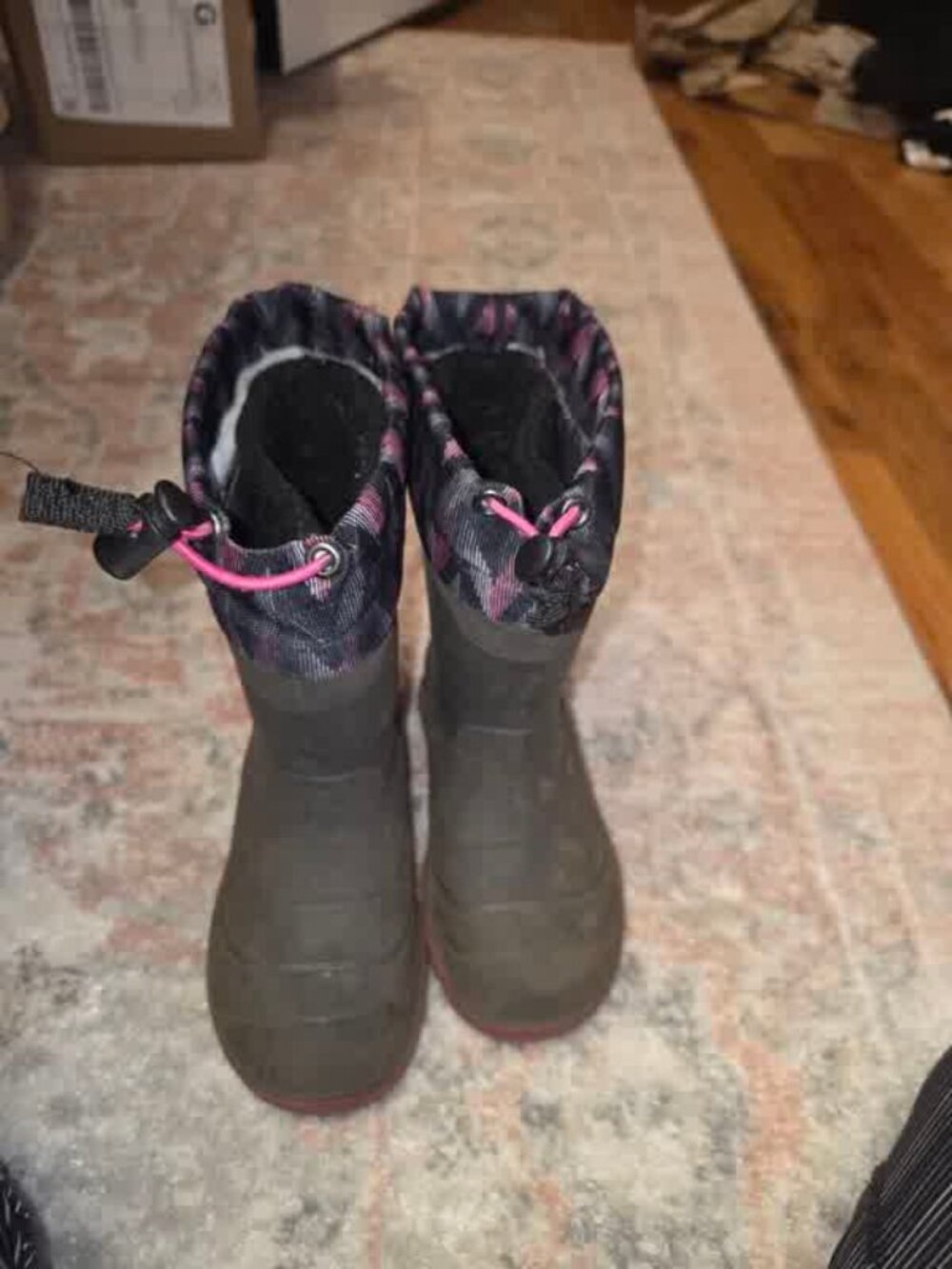 Kamik Girls Waterproof Insulated Snow Boots Black Pink Toddler Size 10T